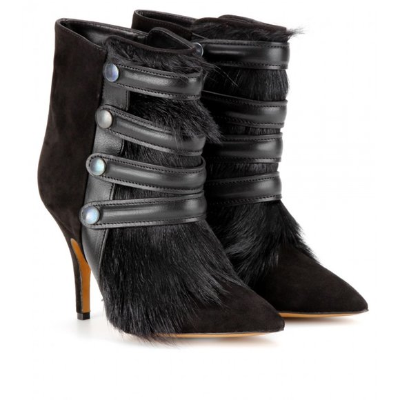 Isabel Marant Taylor Suede and Fur Ankle Boots 38 - Picture 1 of 8